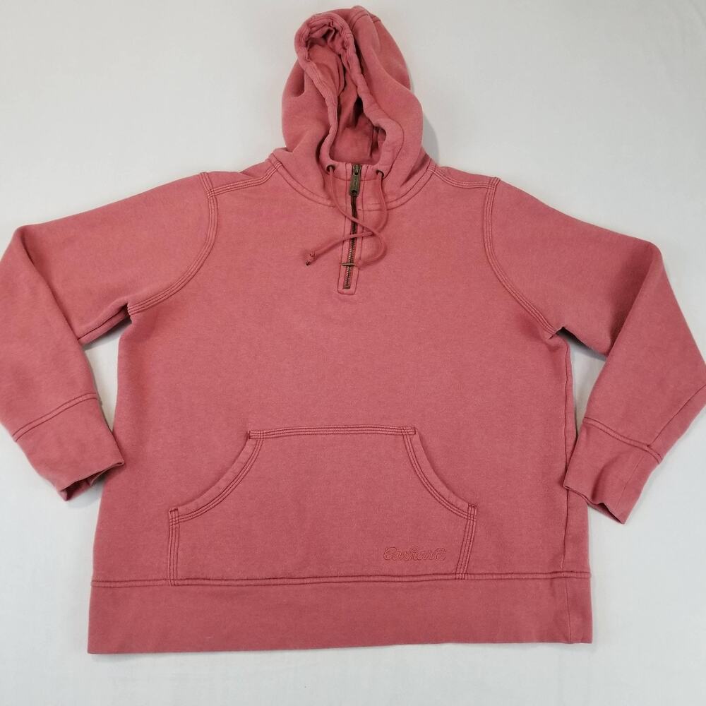 Carhartt Hoodie Youth XL Pink Half Zip Pullover Kangaroo Pocket Embroidered Logo